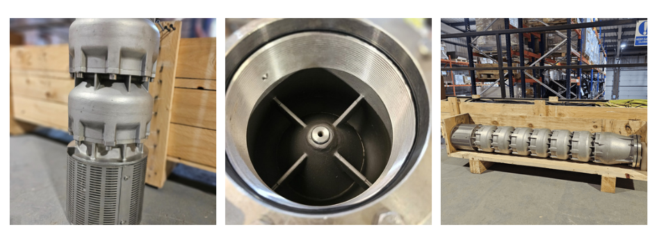 fully submersible borehole pump for sea water lifing